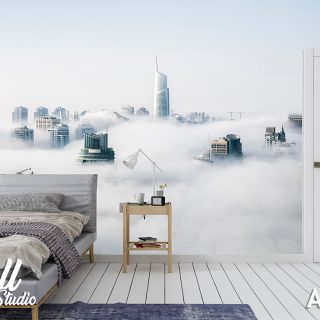 Arhitektura foto tapeta silueta grada u oblacima - Tapete za zid Arhitektura