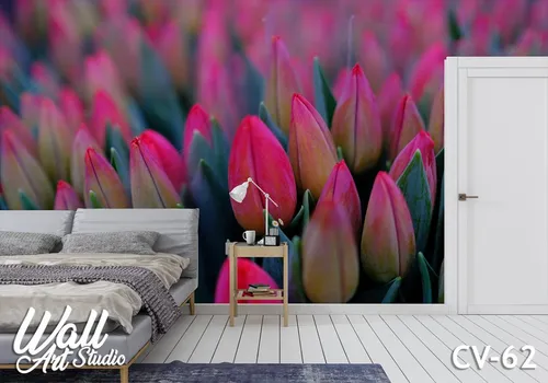 Cveće foto tapeta roze tulipani - Tapete za zid Cveće