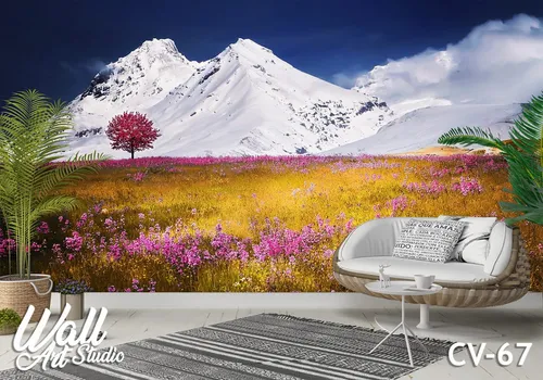 Cveće foto tapeta cveće i planina - Tapete za zid Cveće