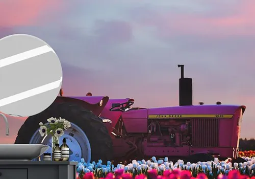 Cveće foto tapeta tulipani i traktor - Tapete za zid Cveće