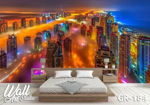 Foto tapeta grad u raznobojnoj izmaglici - Fototapete za zid - Gradovi