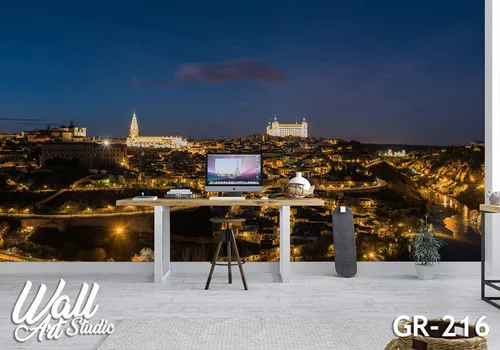 Foto tapeta panorama grada noću - Fototapete za zid - Gradovi