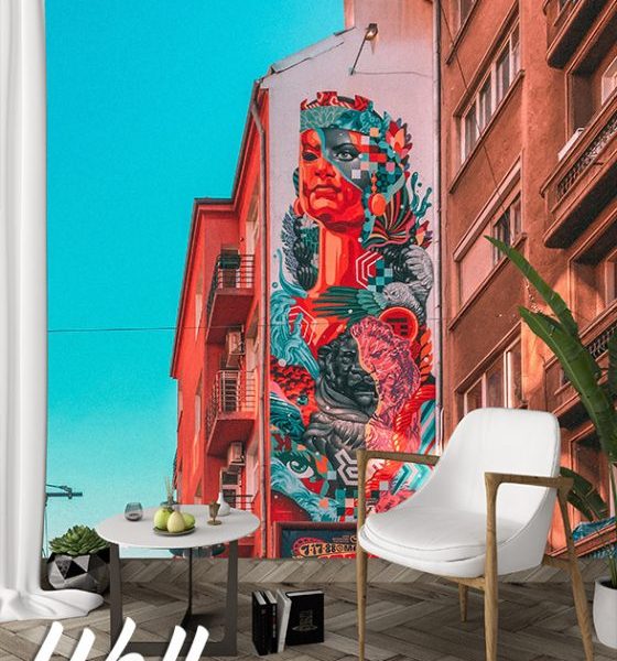 Foto tapeta grafit na fasadi - Fototapete za zid - Gradovi