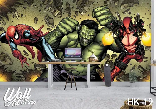 Foto tapeta Hulk vs Spiderman vs Deadpool - Tapete za zid Marvel