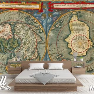 Foto tapeta mapa sveta sa polova - Tapete za zid Mape sveta