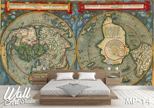 Foto tapeta mapa sveta sa polova - Tapete za zid Mape sveta