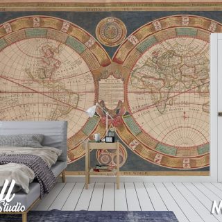 Foto tapeta mapa sveta polulopte - Tapete za zid Mape sveta