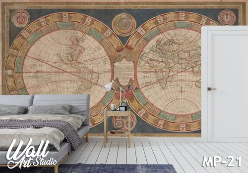 Foto tapeta mapa sveta polulopte - Tapete za zid Mape sveta