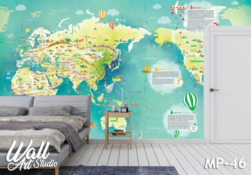 Foto tapeta mapa sveta u boji - Tapete za zid Mape sveta