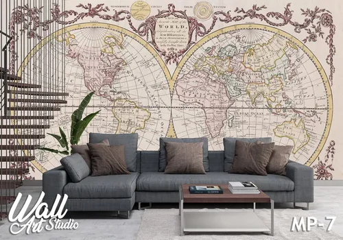 Foto tapeta mapa sveta polulopte - Tapete za zid Mape sveta