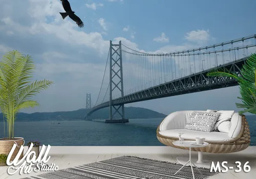Foto tapeta viseći žičani most - Tapete za zid Mostovi