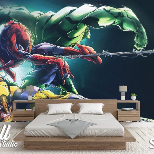 Foto tapeta Spiderman vs Hulk vs Wolverine - Tapete za zid Marvel