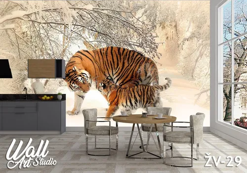 Foto tapeta tigar i mladunče - Tapete za zid Životinje