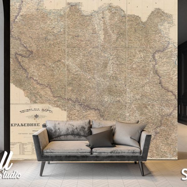 Foto tapeta mapa Kraljevine Srbije - Tapete za zid Stara Srbija